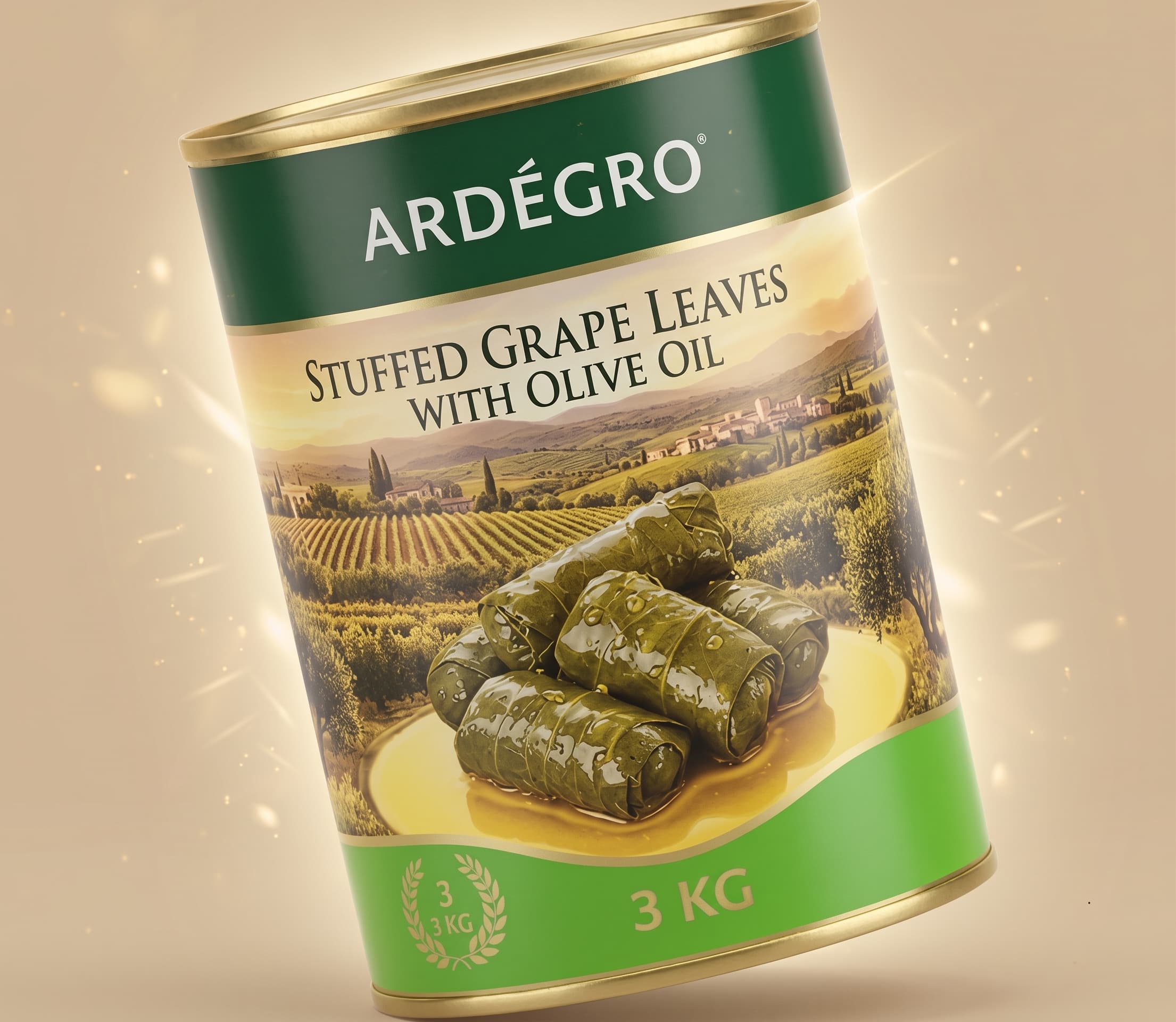 ARDEGRO Stuffed Grape Leaves with Olive Oil 3kg tin
